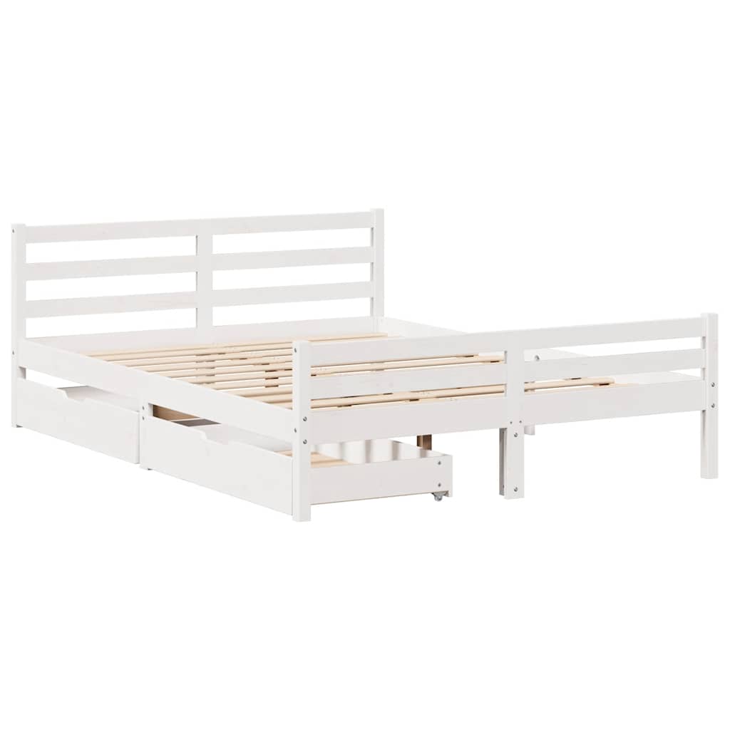 Solid Wood Bed without Mattress White 140 x 200 cm Pine Wood