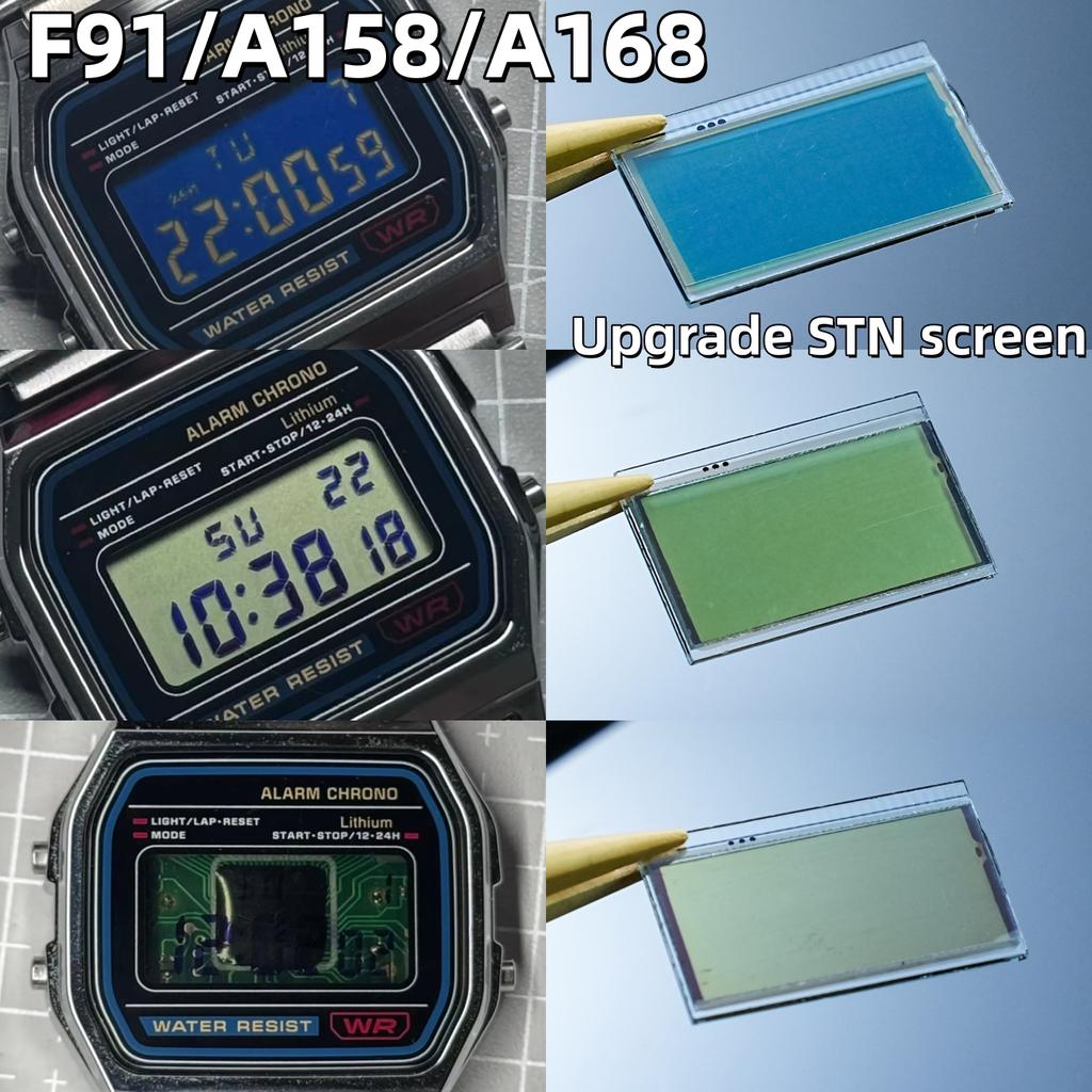 STN LCD Screen For Casio F-91W F-105 A158 A159 A168 Series Watch Modification Upgrade High Contrast Display Replacement Parts