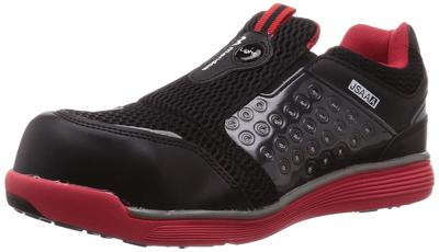 Mandom Safety Light Arbeitsschuhe, Unisex, 4E [Margo], aus Harz, Klasse JSAA, ölbeständig, 767, Erwachsene, rot/schwarz,