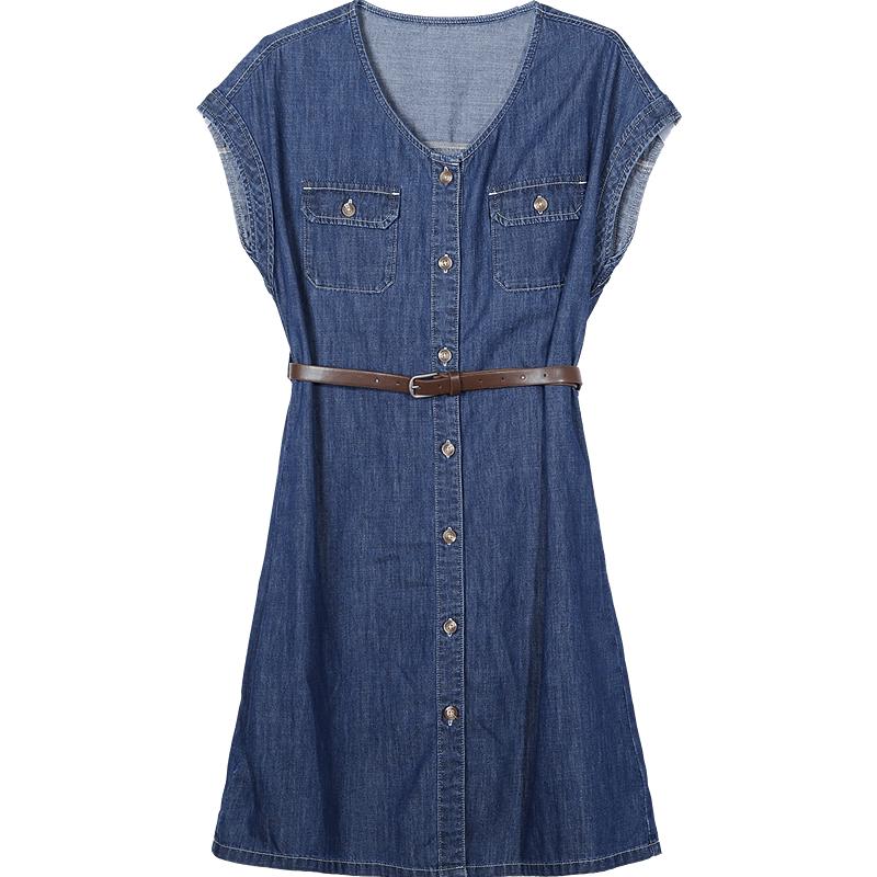 Betu Women's Lightweight Denim Dress with Belt