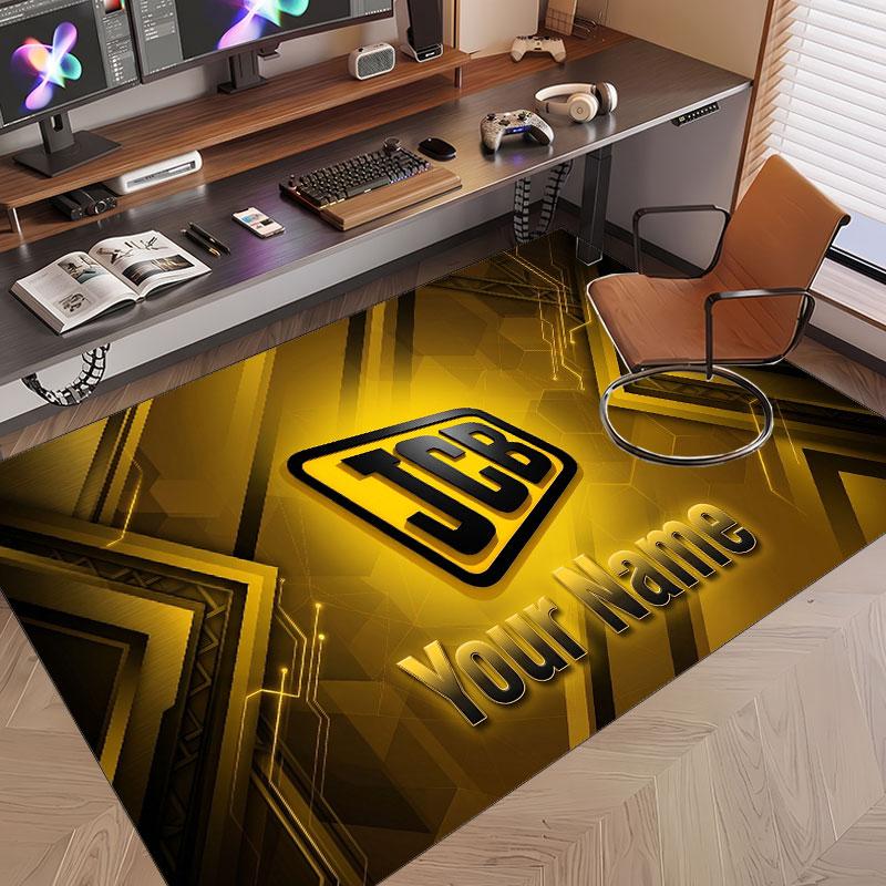 Custom Rug JCB Pattern Print Name Text Soft Non‑Slip Floor Carpet for Home Indoor Decoration