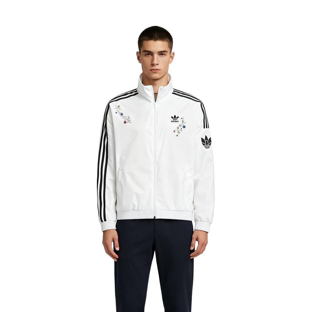 Adidas Originals RETRO TREFOIL Jackets Unisex Bright White Stand Colla