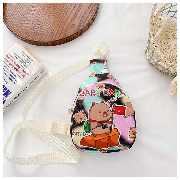 Printed Cartoon Capybara Children Shoulder Bags Fashion Outdoor Bag Crossbody