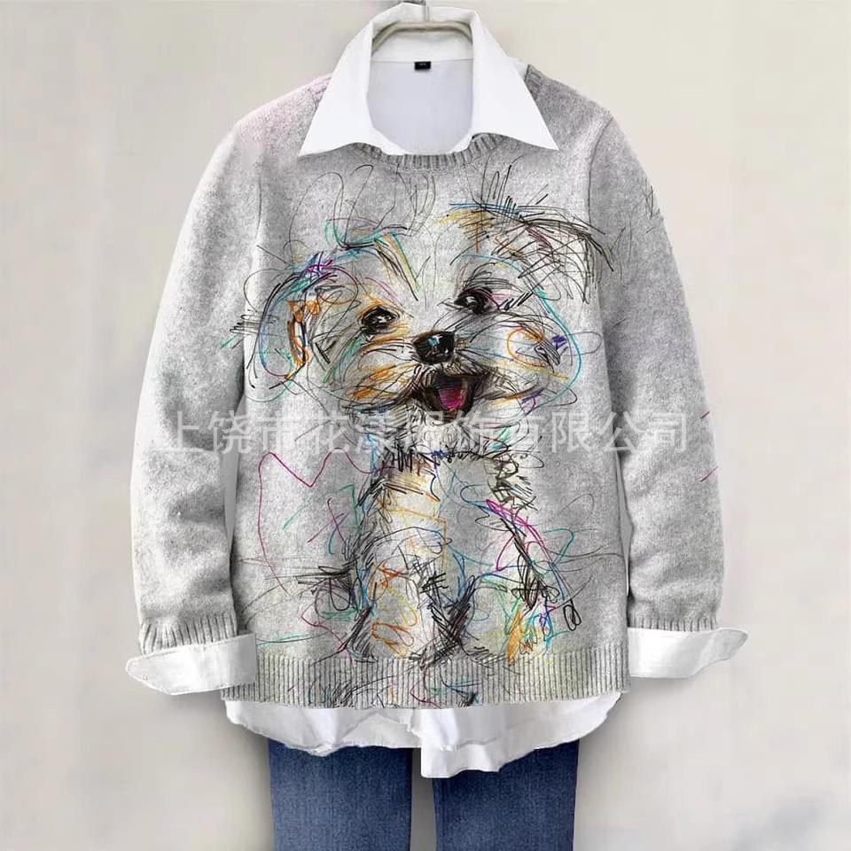 2025 3D Printed Loose Round Neck Sweatshirt - European & American Autumn Collection