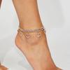 New Accessories Personalized Double Heart Pendant Anklet, Summer Beach Ankle Chain Anklet