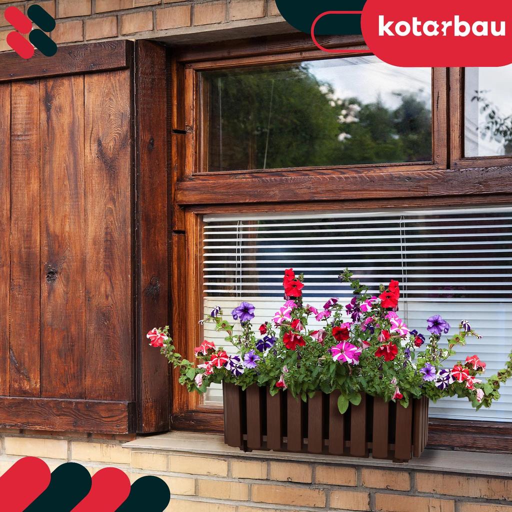 Balcony Flowerpot Box for Railing Terrace Rustic Brown 40cm