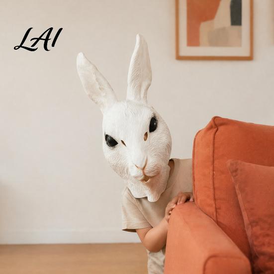Maschera Leggera per Performance di Festa Testa di Coniglio Adulti Coniglio Realistico Cappuccio in Lattice Flessibile Bambini Adulti Costume Animale di Halloween Carnevale