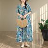 DIMANAF Women New 2026 Sundress Plus Size Summer Casual Print Long Dress Cotton Loose Oversize Maxi Floral Beach Holiday