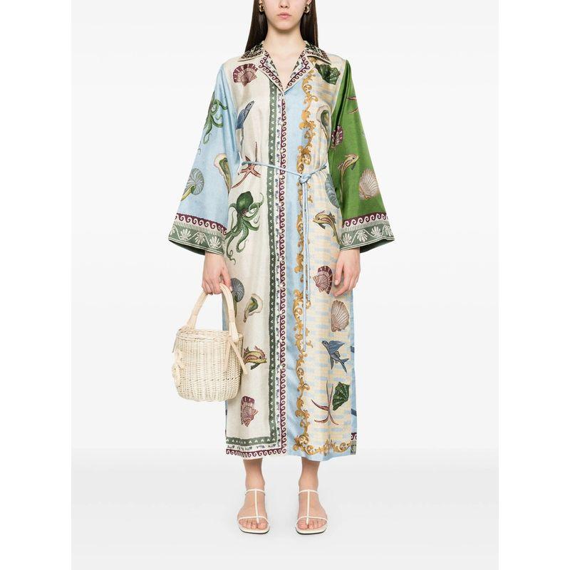 Printed Shirt Dress Fashion Wind New Fashion Casual Loose Print Lace-up Long Sleeve Dress