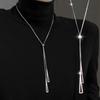 Simple Geometric Metal Long Tassel Sweater Chain Necklace For Women Men Trendy Triangle Sliver Winter Coat Metal Chain Necklaces