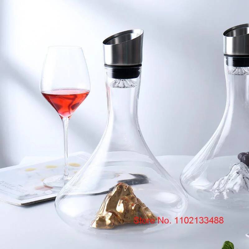 1500ml Crystal Wine Decanter Artistic Enjoyable Wineware Drinking Set Gold Iceberg Waterfall Sober Dispenser Container Bottle