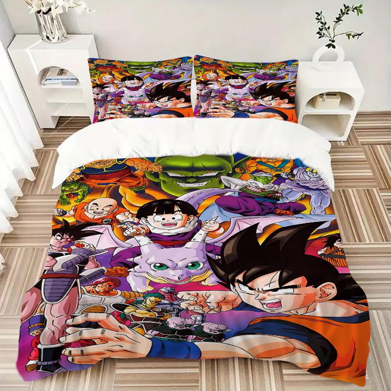 Dragon Ball Heroes Print 3Pcs Bedding Set,Duvet Cover with 2 Bedro,Pillowcase Home Birthday Gift