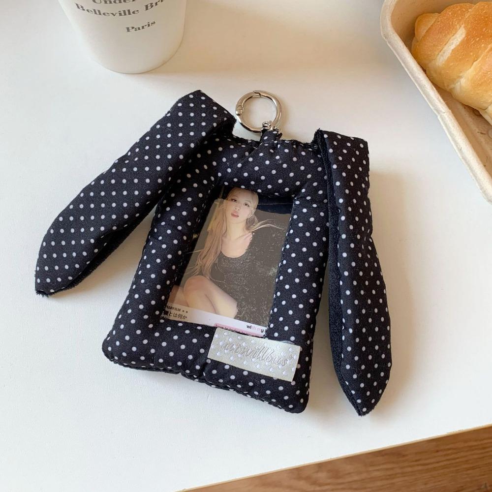 New Polka Dot Rabbit Ears Pillow Card Holder INS Korean Style Soft Mini Protective Case 3-inch Gift ID Card Protector