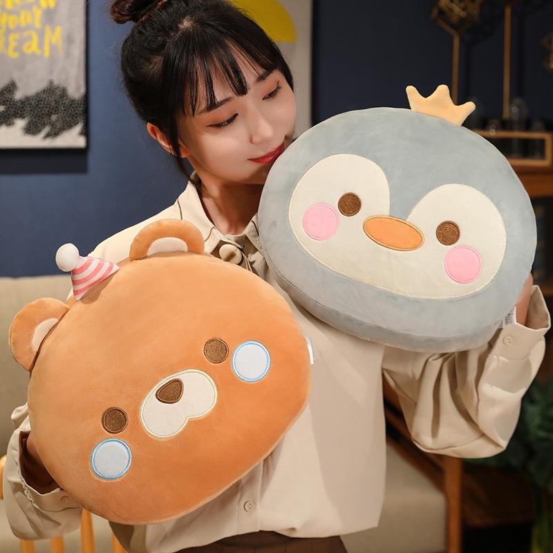 30cm Cartoon Tier Plüsch Kleines Kissen Hände Warm Halter Daunenbaumwolle Weich Katze Pinguin Dinosaurier Ente Bär Plüschtier Peluche Geschenk