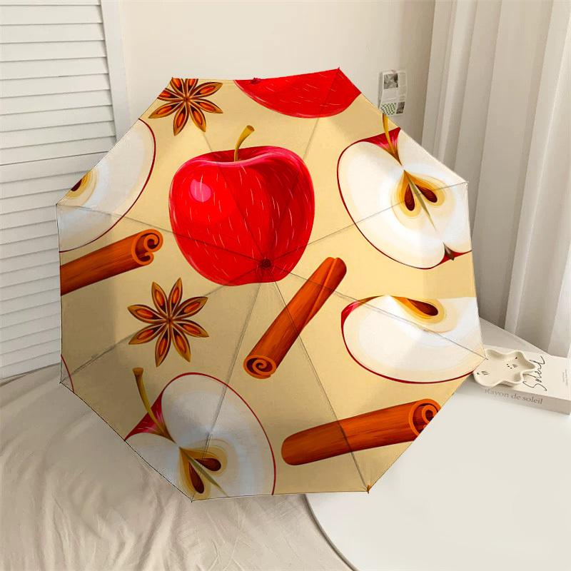 

1PC Apple Cinnamon Umbrella-8-Rib Reinforced, Automatic Open, Lightweight & Durable, Fashion Accessory for Outdoor-L0322
