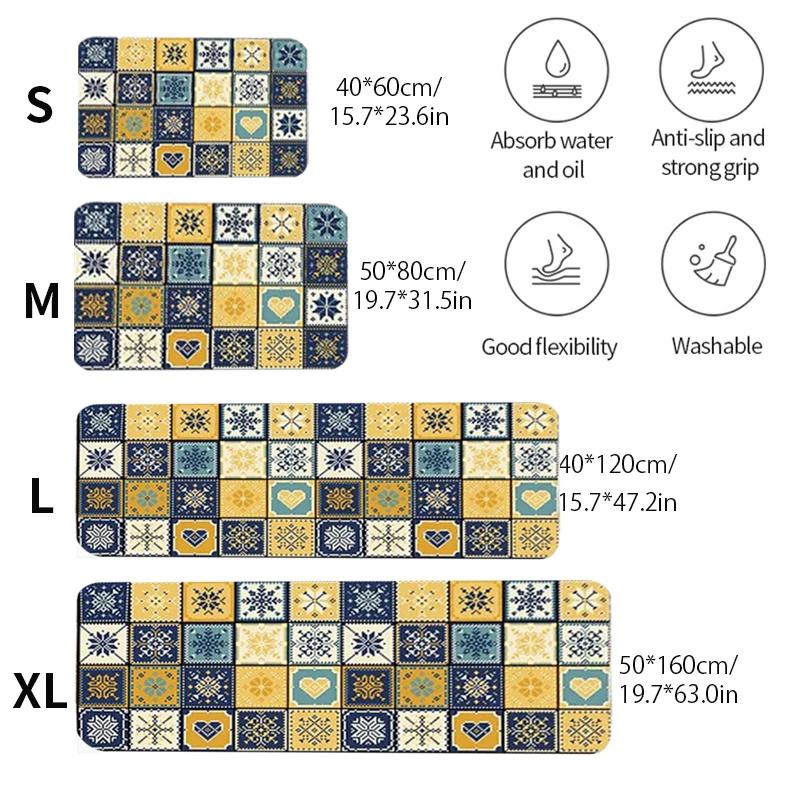 1/2PCS Kitchen Oil-Resistant Floor Mat, Bathroom Absorbent Quick-Drying Carpet, Anti-Slip Doormat For Home Decoration