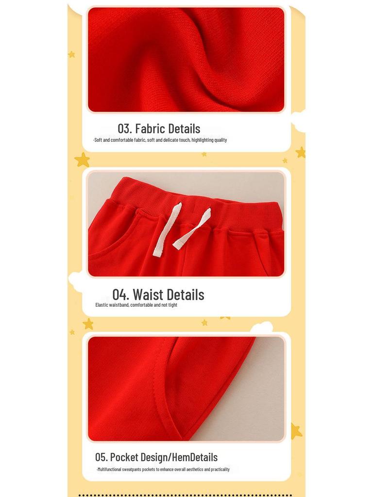 Höst Europeisk & Amerikansk Stil Enfärgade Barns Mjukisbyxor - Trendiga Långa Sportbyxor