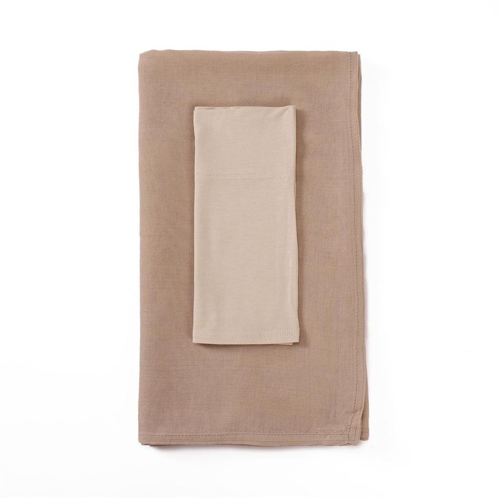 Ensemble Écharpe et Bonnet en Rayonne-Coton: Grand Écharpe + Chapeau Tube à Bord Large Assorti