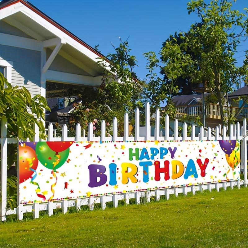 Happy Birthday Sign Banner, Colored Polyester Design, Outdoor Garden House Fence Decoration