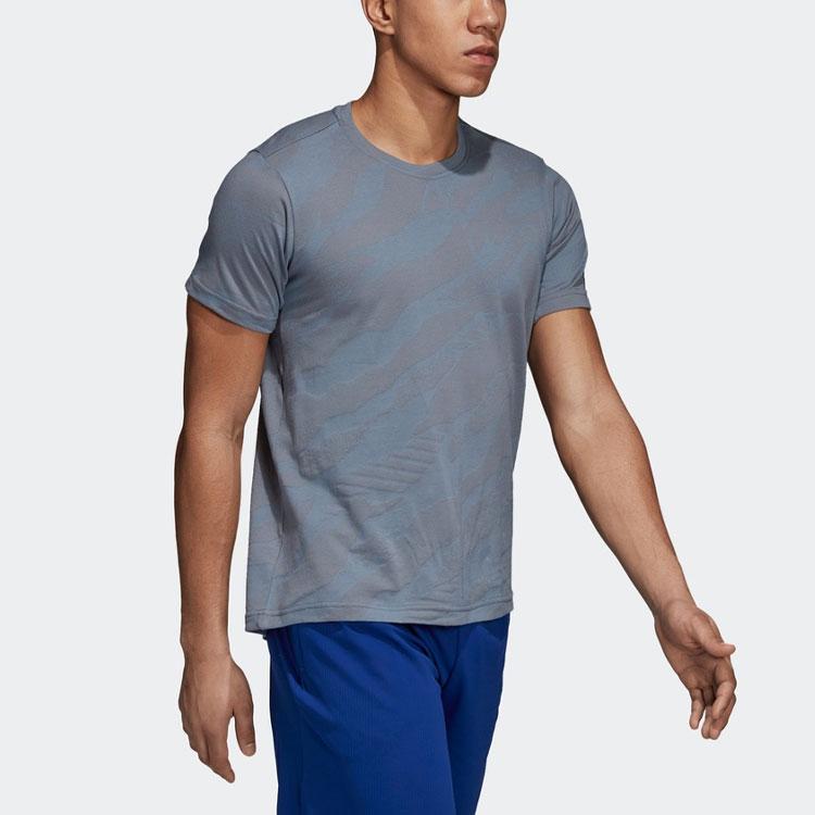 Adidas Camouflage Sports Training Round Neck Short Sleeve T-Shirt Men Tops Original-Blue Gray CZ5442