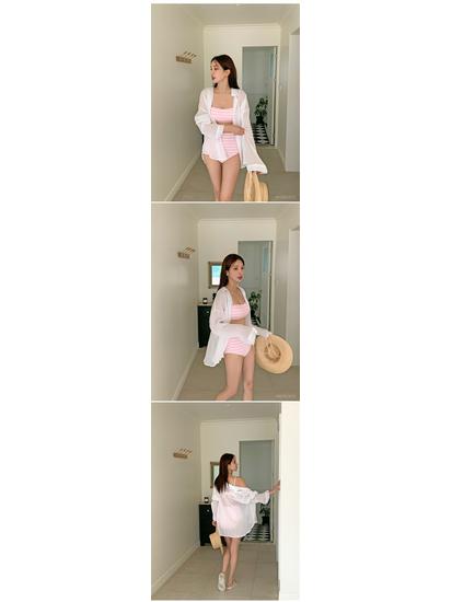 Women's Striped Double Strap High Waist Bikini - Perfect for Beach Vacations