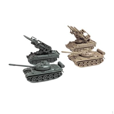 4Pcs 1/144 Tank Model Wheeled Vehicle Building Kits, Desk Decor Truck 4D