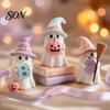 Cool Halloween Decor 3Pcs Pink Ghost Figurines, Cute Spooky Resin Desk with Pumpkin Decorative Statues BOO Letter, Sweet Tabletop Ornament for