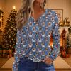 Women's Casual Christmas Print Neck Top with 3/4 Sleeve