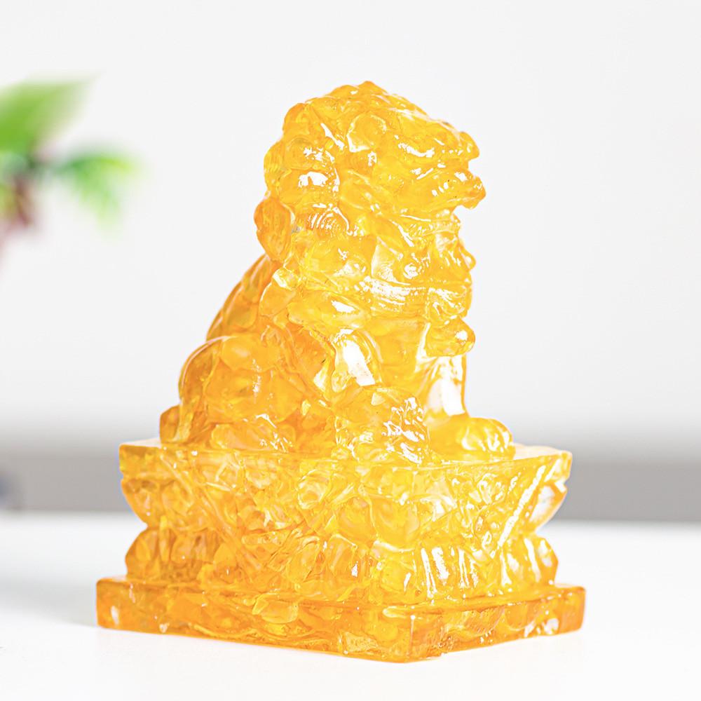 Resin Filled Natural Quartz Lion Figurine With Elegant Home Decor Gift For Adults