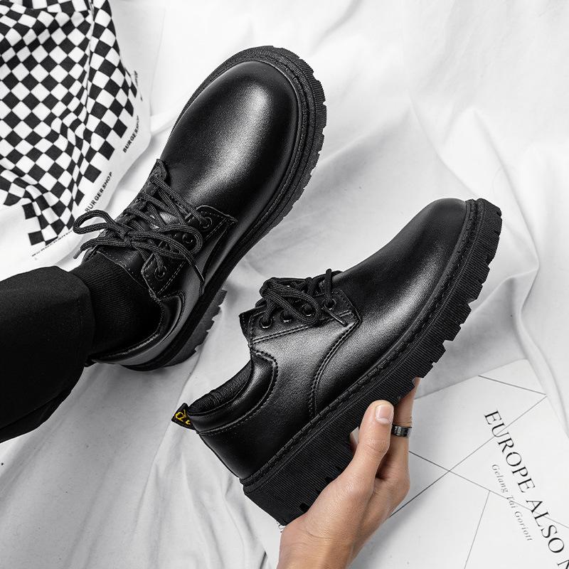 Spring and summer men's shoes work shoes new business waterproof black leather shoes chef shoes men's Korean version versatile Martin boots