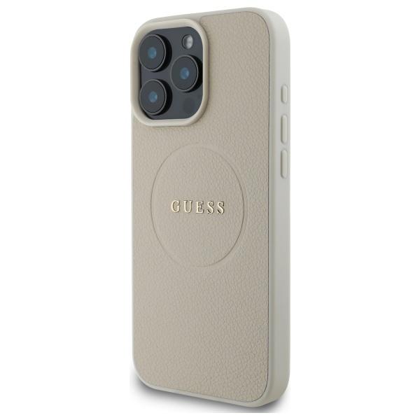 Etui do iPhone 16 Pro Max Guess Grained Ring MagSafe beżowe