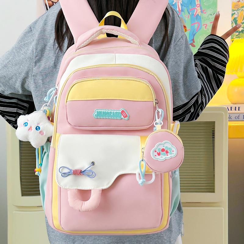 Schoolbag1011 new British style primary school bag color matching cute backpack high quality burden reduction 1-1 grade backpack