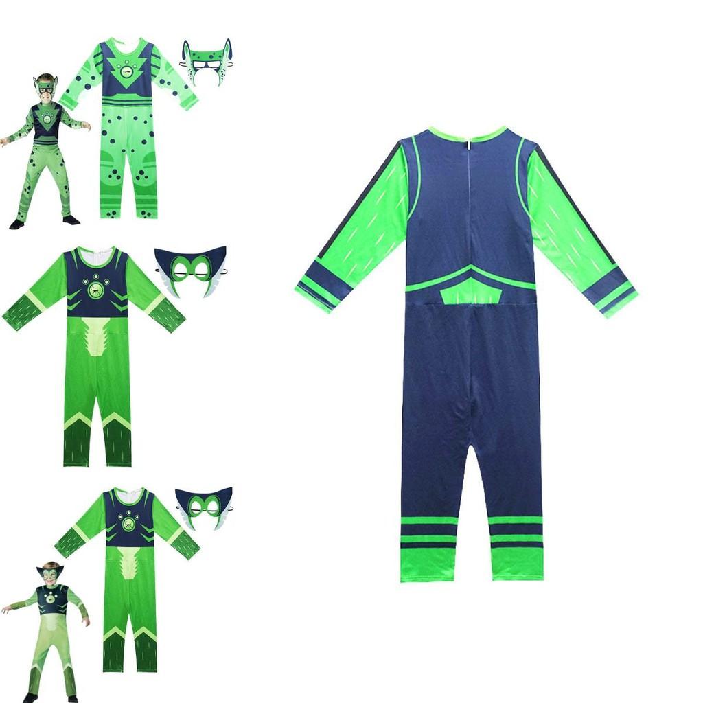 Kostým Wild Kratts Síla zvířete pro děti se zelenou námořnickou kombinézou a maskou