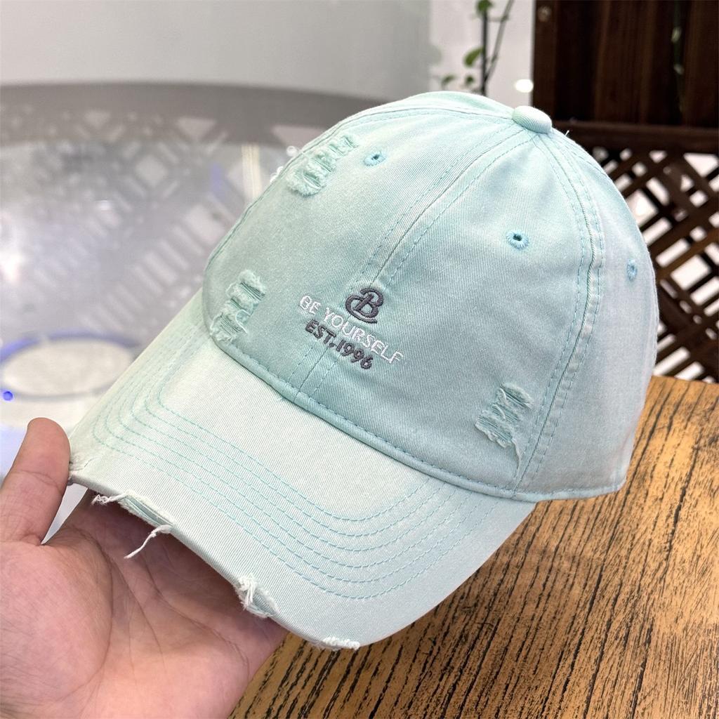 Fashion Hat Couple Korean Version Letter Embroidery Yellow Baseball Cap Women's Spring and Summer Simple Versatile Face Small Soft Top Cap