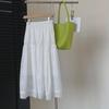 "Little Fresh" Solid Color Lace Hollow Cotton Umbrella Skirt - Women’s White Skirt