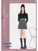 Women's Slim Fit Wool Polka Dot Ruffle Mini Skirt - High Waist, Casual Autumn/Winter A-line