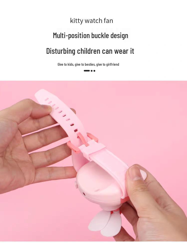 Hello Kitty USB Rechargeable Portable Mini Fan Bracelet Toy.