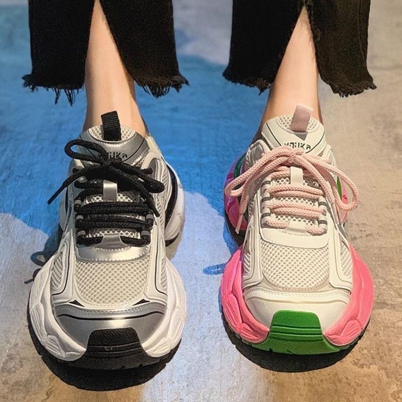 Schuhe für Damen, lässige Sneaker, Plateau-Sneaker, Fling Sneakers, Zapatos De Mujer Basket Lace-Up Casual Chunky Shoes, Übergröße 43