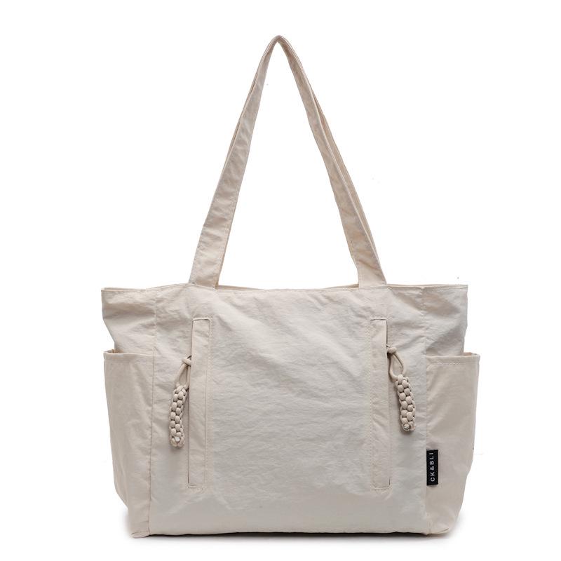 Japanese-Style Waterproof Nylon Minimalist Shoulder Bag for Women - Large Capacity Commuter Tote