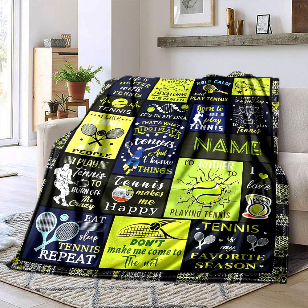 Tennis Home Customize Your Name Blankets Comfortable Soft Lightweight Allseason Multipurpose Blanket Picnic Sofa Office Bed Living Room Suitable For