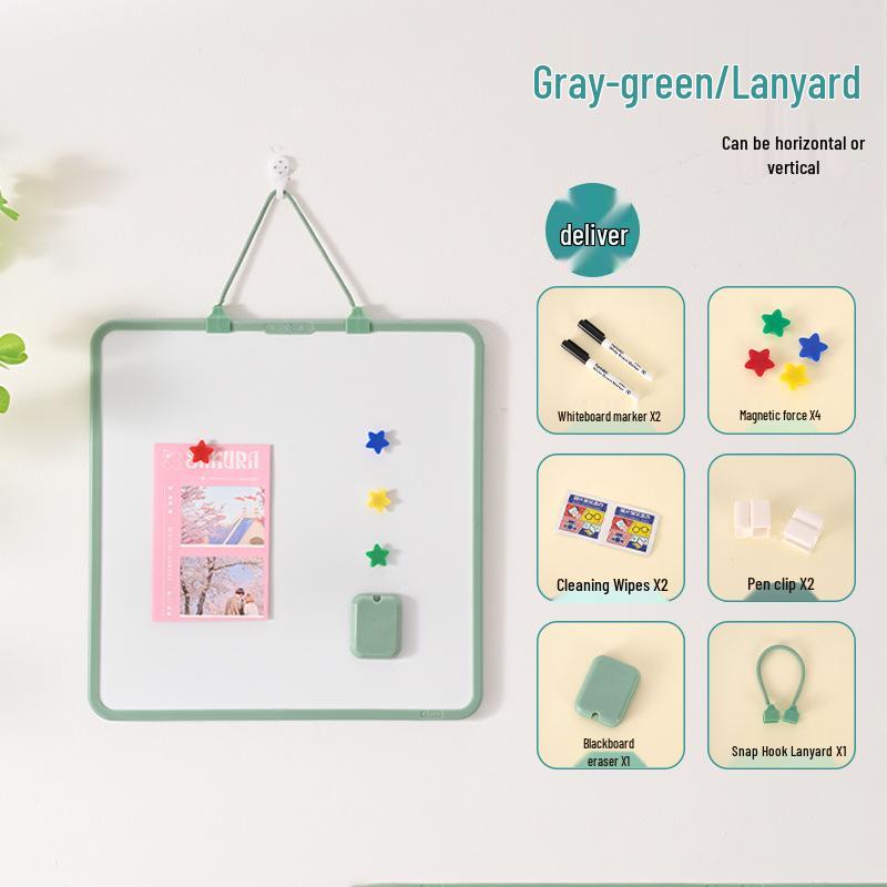 Lavagna bianca con cordino magnetico bifacciale da scrivania: Lavagna portatile per disegni e promemoria per bambini.