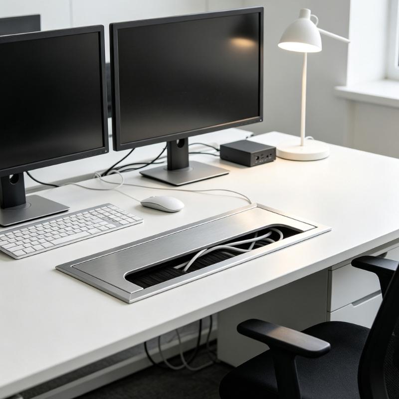 Table Cable Box Cover Aluminum Brush Opening Insert for Office Desks, Home Desks, and Daily Desk Cable Routing