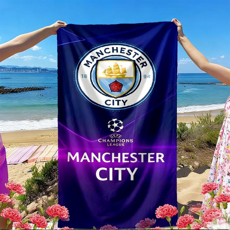 Football team City FC Print Beach Towel, Versatile Lightweight Absorbent Beach Towel for Pool Surf Yoga Bathroom, Perfect Birthday Holiday Gift