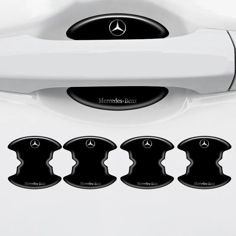 Hub Cap 4/8Pcs Car Door Handle Protective Anti-scratch Stickers For Mercedes Benz W211 W203 W204 W210 W124 AMG W202 W212 Car Accessories