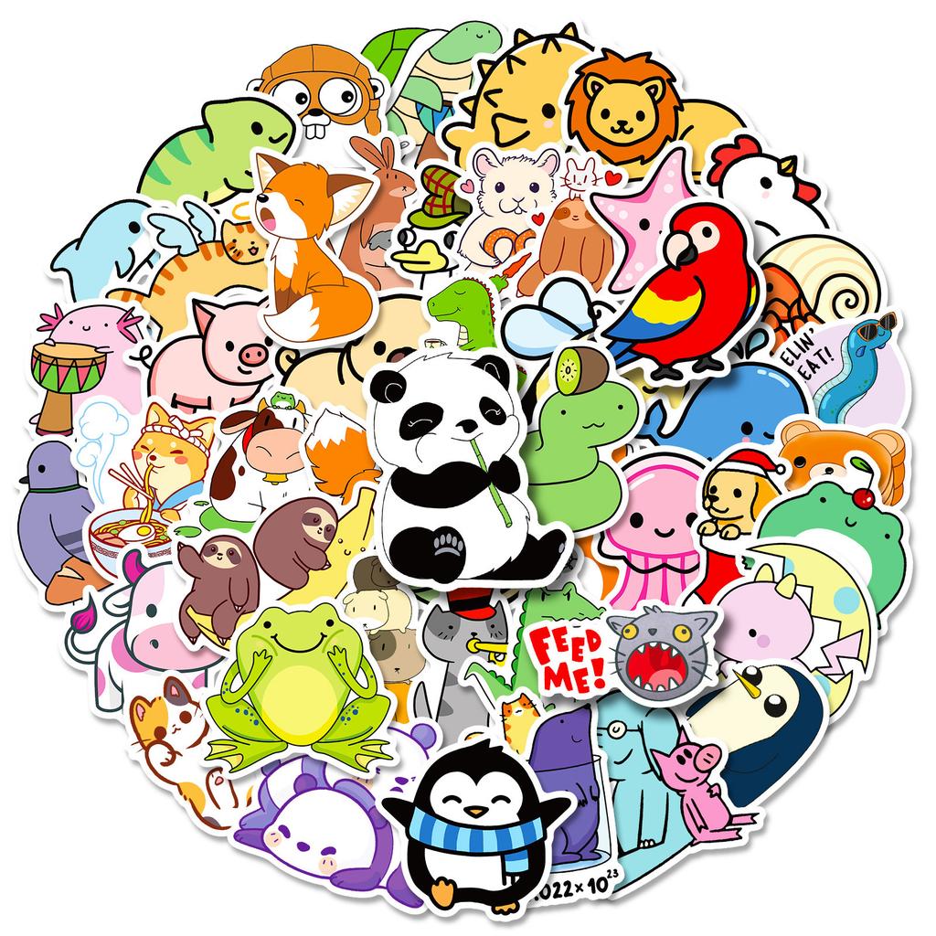 50-100 Cute Small Animal Stickers Kindergarten Students Children Reward Cartoon Animal Avatar Stickers