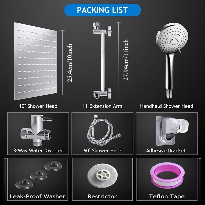 Bathroom Chrome Plated Concealed Stainless Steel Pressurized Shower Shower Set with Extended Lever Arm, Toilet Top Spray Shower