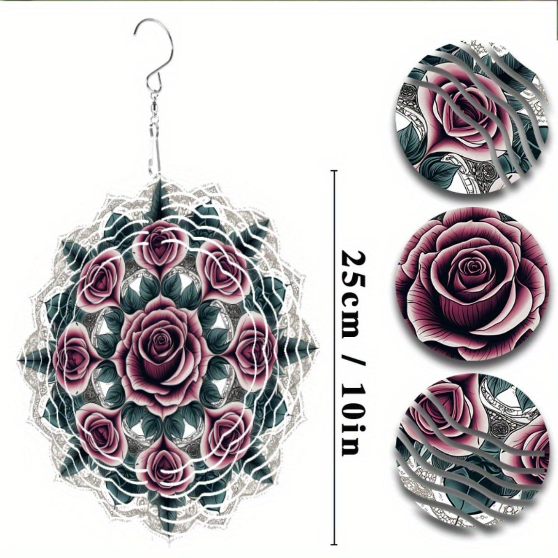 

Floral Metal Wind Chime Elegant Rose Design Intricate Cutout Pattern for Outdoor Indoor Garden Patio Yard Home Decor All Season Hanging Ornament 01A