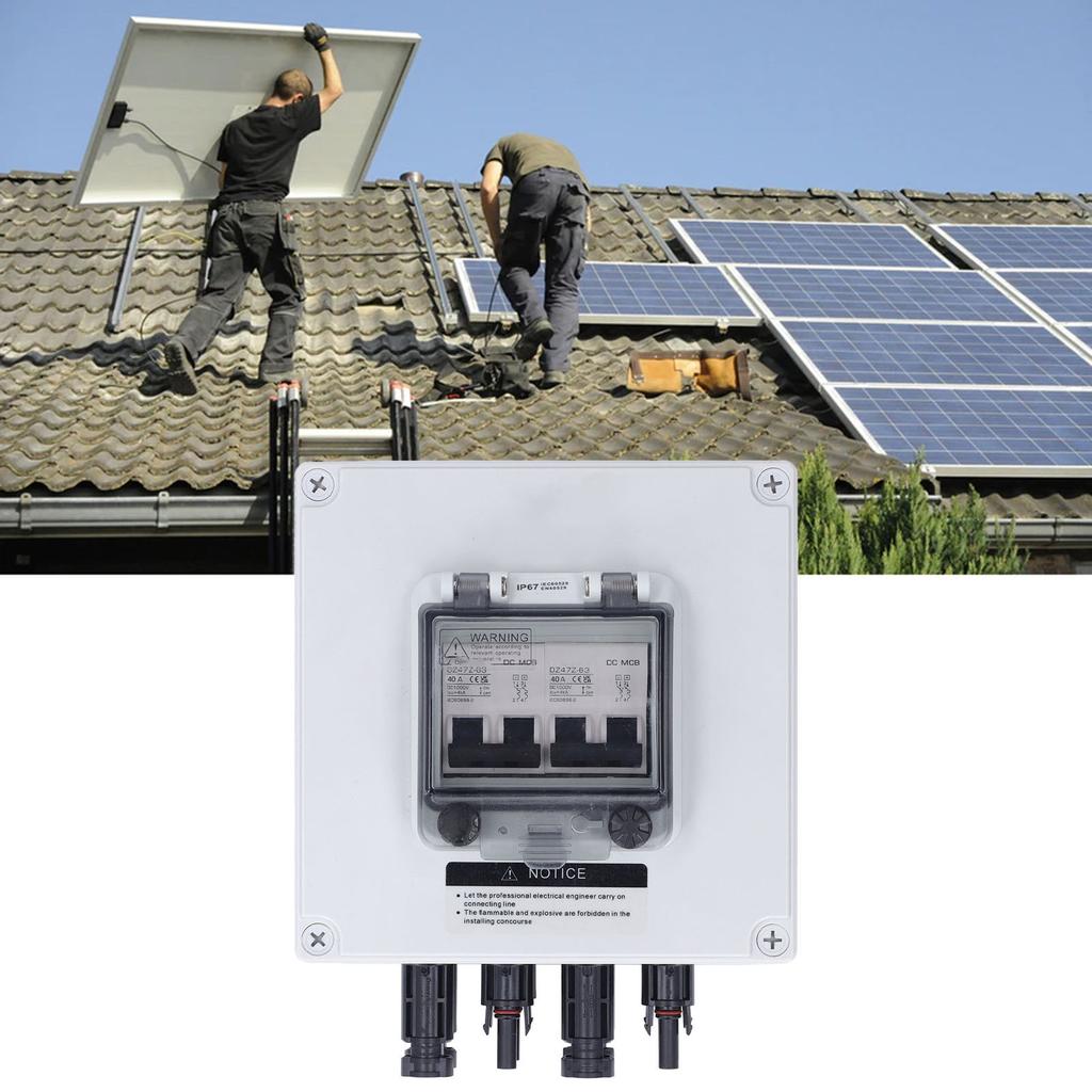 PV Combiner Box IP67 Waterproof Solar Combiner Box with 2 Pcs 2P 40A DC Circuit Breaker
