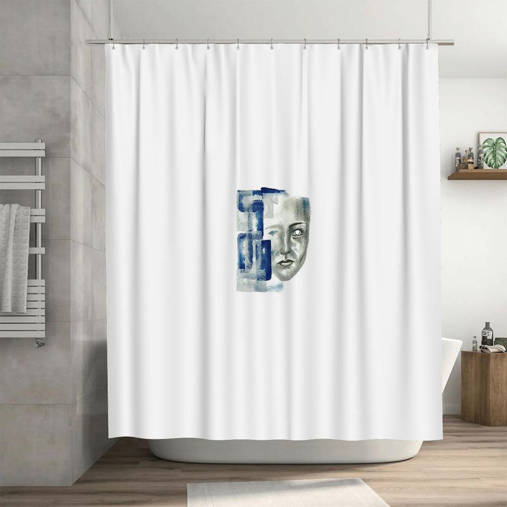 Abstract Face Shower Curtain Modern Art Washable Bathroom Decor Waterproof Fabric Liner Home Decor Hippie Wall Art Shower Curtai