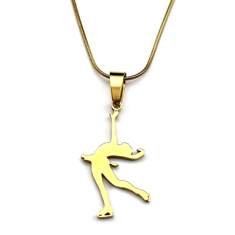 Figure Skating Artistic Chain For Women Men Stainless Steel Gold Color Ice Dance Girl Sports Necklace Fashion Jewelry Gifts
